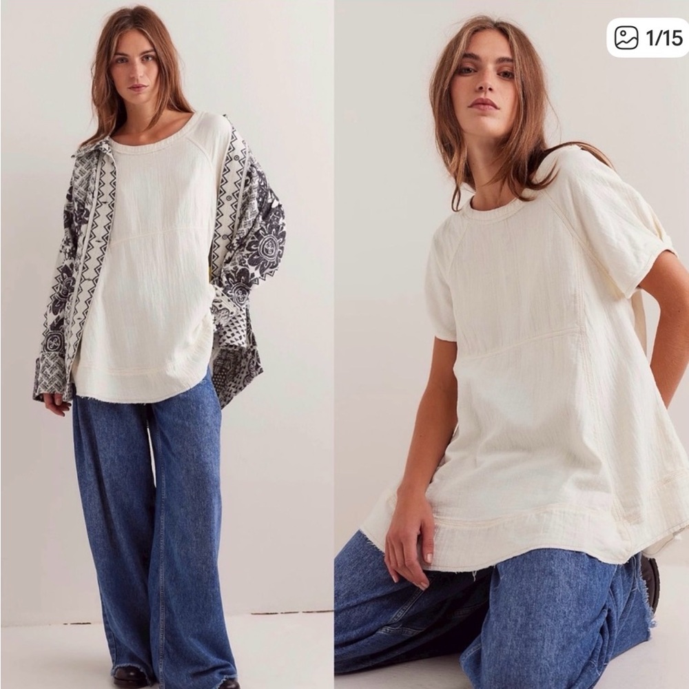 Free People Sunset City White Bohemian Top